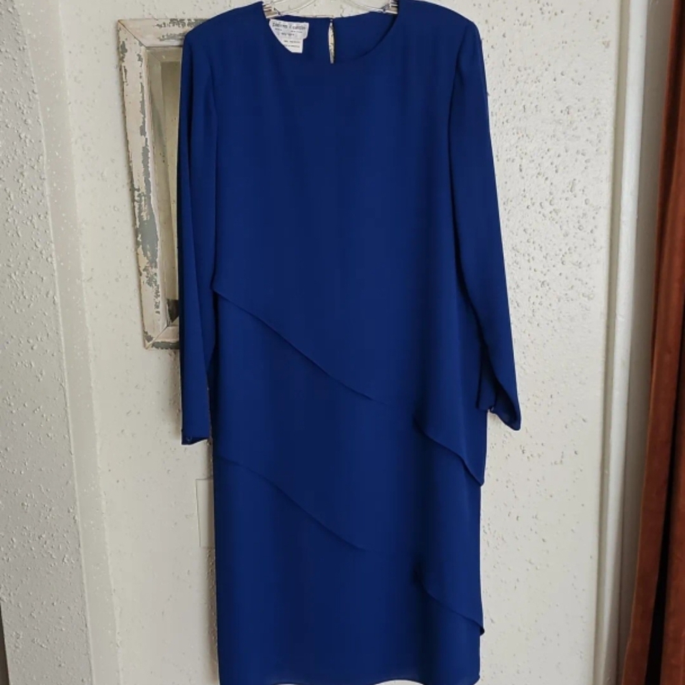 Vintage Pierre Cardin Royal Blue Long Sleeve Dress